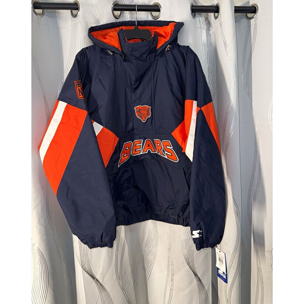 Starter Chicago Bears NFL Football Jacket Navy/Orange/White Men's Size M